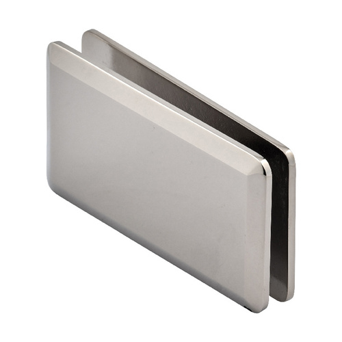 Premier Beveled Glass-to-Glass Clip 180 Degree Polished Nickel