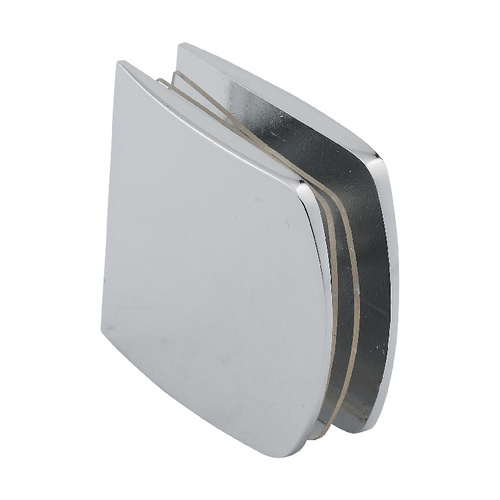 Cambered Face Wall Mount Glass Clip Polished Chrome