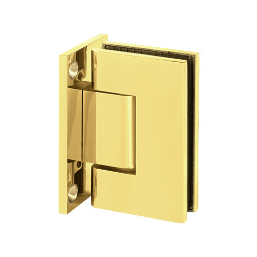 Adjustable Designer Series Wall Mount Hinge With Full Back Plate Polished Brass