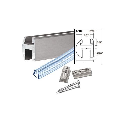 66 Inches Stock Length Euro-Header Shower Door Kit Aluminum Brushed Nickel