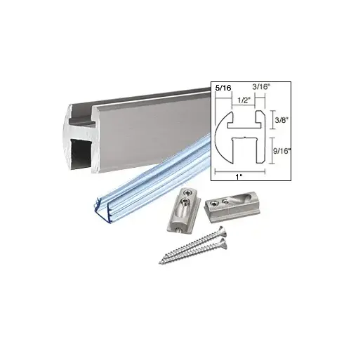 US Horizon HK-DH66-BN 66 Inches Stock Length Euro-Header Shower Door Kit Aluminum Brushed Nickel