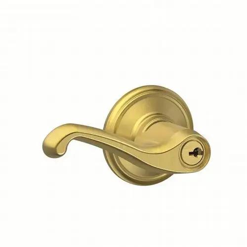 Flair Lever Keyed Entry Lock C Keyway with 16211 Latch and 10063 Strike Satin Brass Finish