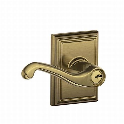 Flair Lever with Addison Rose Keyed Entry Lock C Keyway with 16211 Latch and 10063 Strike Antique Brass Finish