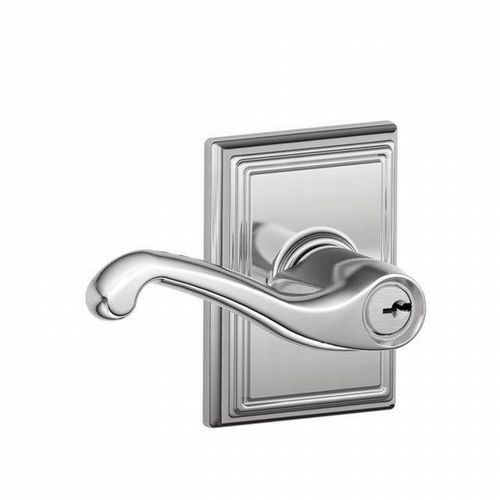 Flair Lever with Addison Rose Keyed Entry Lock C Keyway with 16211 Latch and 10063 Strike Bright Chrome Finish