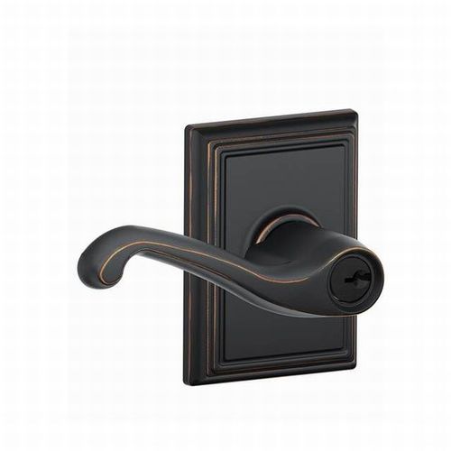 Flair Lever with Addison Rose Keyed Entry Lock C Keyway with 16211 Latch and 10063 Strike Aged Bronze Finish