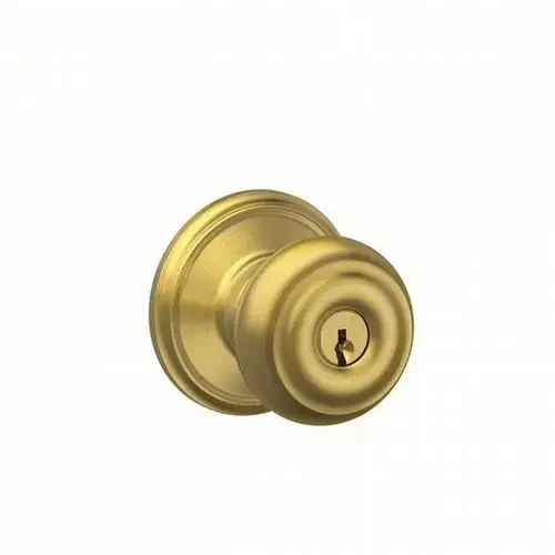 Georgian Knob Keyed Entry Lock C Keyway with 16211 Latch and 10063 Strike Satin Brass Finish