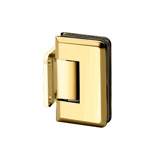 Brixwell H-PGTWA-PB Adjustable Premier Series Glass To Wall Mount Shower Door Hinge With Short Back Plate Polished Brass