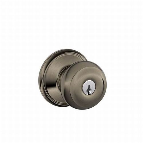 Georgian Knob Keyed Entry Lock C Keyway with 16211 Latch and 10063 Strike Antique Nickel Finish