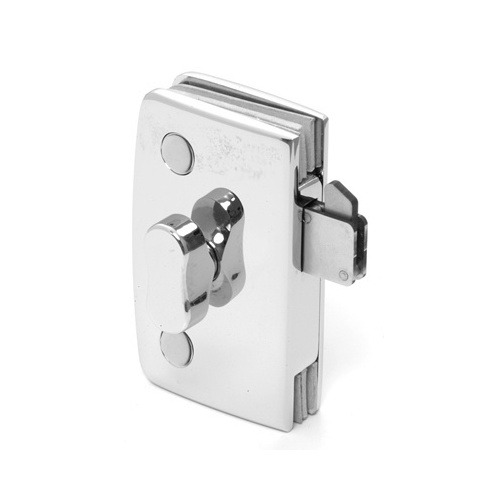 Brixwell L-LSL-C Sliding Glass Door Lock Keeper With Indicator Polished Chrome