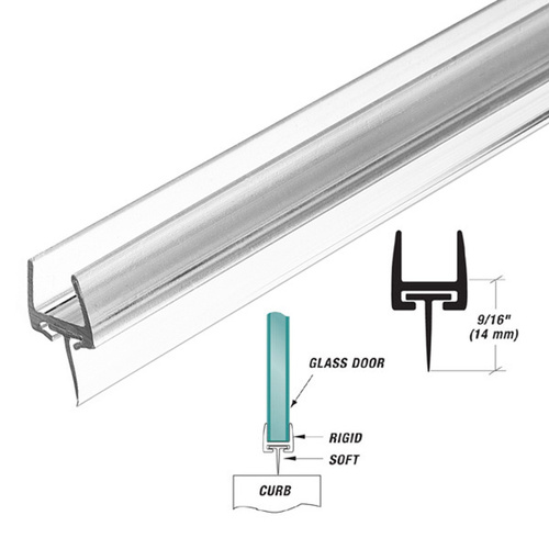 Clear Shower Door Bottom Rail Fits 3/8 Inch Glass & W/Wipe
