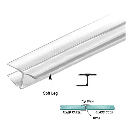 180 Degree "H" Strike Jamb Fits 3/8 Inch Glass & W/Soft Leg -  23" Stock Length