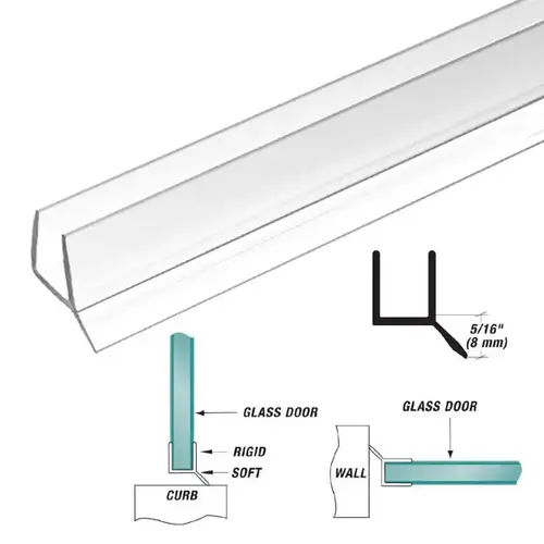 Dual Durometer Seal and Wipe Fits 1/4 Inch Glass -  84" Length Clear