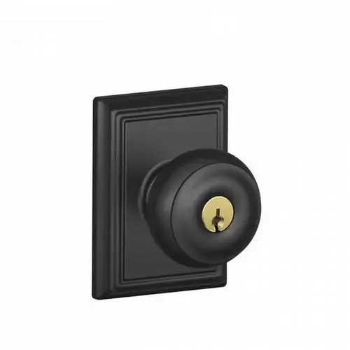 Georgian Knob with Addison Rose Keyed Entry Lock C Keyway with 16211 Latch and 10063 Strike Matte Black Finish