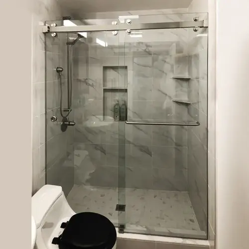 US Horizon SMD-D73-BS Sorrento Double Door Sliding System Brushed Stainless Steel