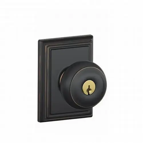 Georgian Knob with Addison Rose Keyed Entry Lock C Keyway with 16211 Latch and 10063 Strike Aged Bronze Finish