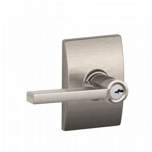 Latitude Lever with Century Rose Keyed Entry Lock C Keyway with 16211 Latch and 10063 Strike Satin Nickel Finish