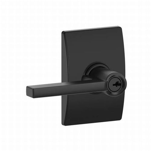 Latitude Lever with Century Rose Keyed Entry Lock C Keyway with 16211 Latch and 10063 Strike Matte Black Finish