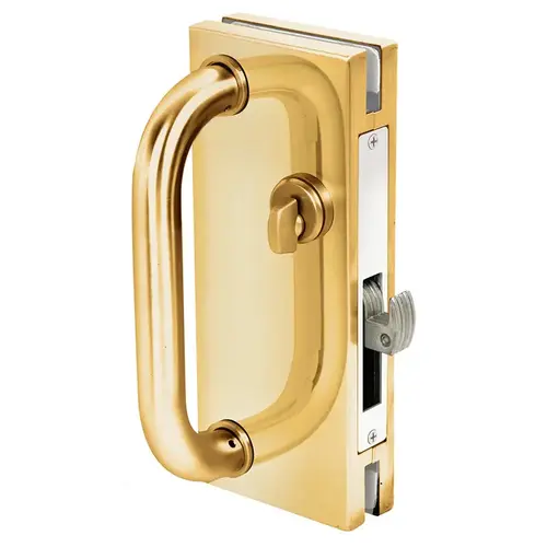 Polished Brass 4" x 10" Non-Handed Center Lock With Hook Throw Deadlock Latch