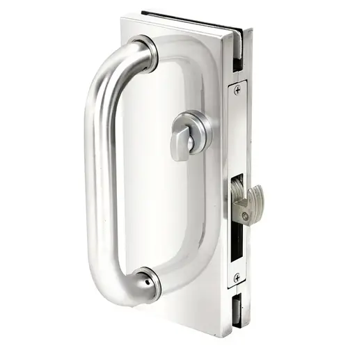 Polished Stainless 4" x 10" Non-Handed Center Lock With Hook Throw Deadlock Latch