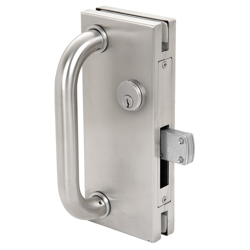 Brushed Stainless 4" x 10" Non-Handed Center Lock With Deadthrow Latch