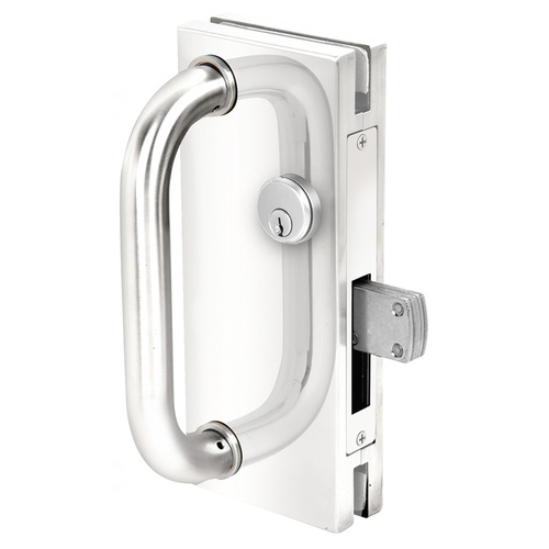 CRL DT410PS Polished Stainless 4" x 10" Non-Handed Center Lock With Deadthrow Latch