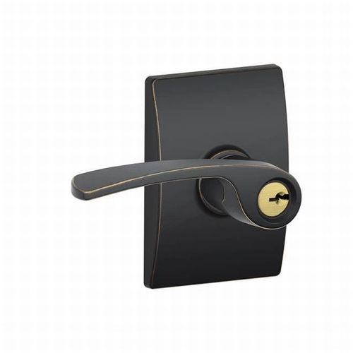 Merano Lever with Century Rose Keyed Entry Lock C Keyway with 16211 Latch and 10063 Strike Aged Bronze Finish