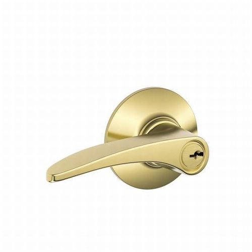 F51A Manhattan Keyed Entry Lever Lock, Bright Polished Brass