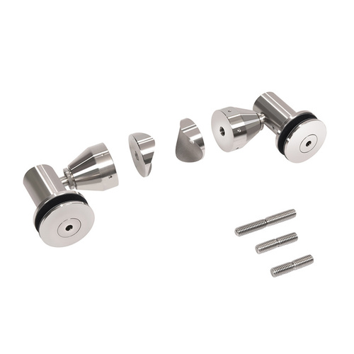 Polished Stainless Double Arm Swivel Fitting Set for 1/2" Glass