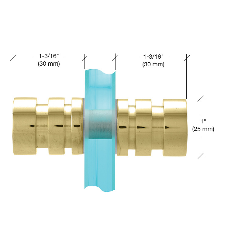 CRL SDK107BR Polished Brass Junior Contemporary Style Back-to-Back Shower Door Knobs