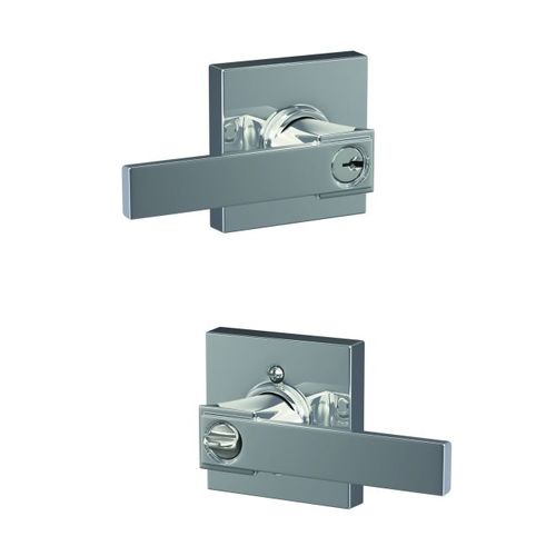 Northbrook Lever with Collins Rose Keyed Entry Lock C Keyway with 16086 Latch and 10027 Strike Bright Chrome Finish