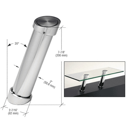 Chrome 7-7/8" UV Bonded Angled Countertop Support