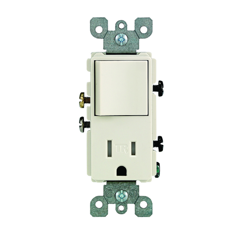 Leviton T5625-T Decora Combination Switch and Tamper-Resistant Receptacle, Light Almond