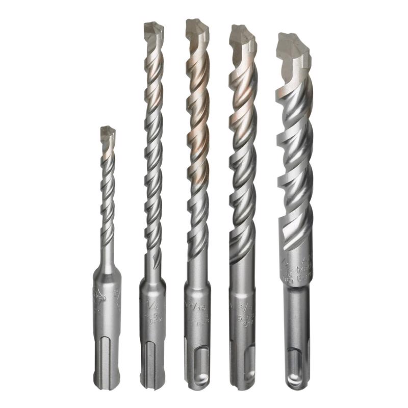 Milwaukee 48-20-7490 Hammer Bit Set M/2 Carbide Tipped SDS-Plus Shank Silver