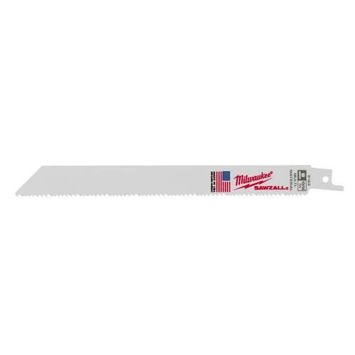 Milwaukee 48-00-5193 Reciprocating Saw Blade, 5/8 in W, 8 in L, 10/14 TPI, Bi-Metal Cutting Edge White - pack of 5