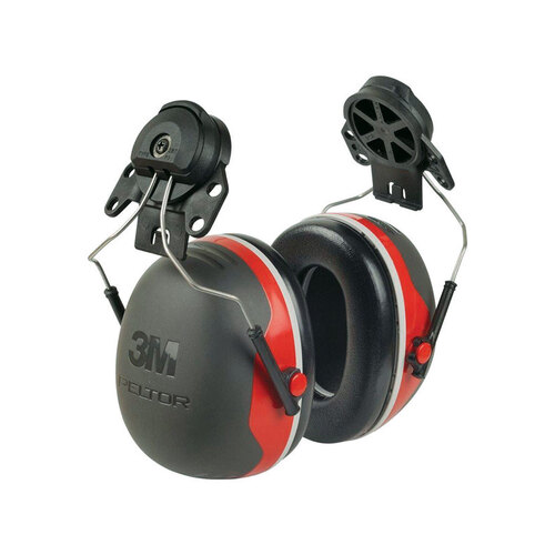 Black/Red Hard Hat Mounted Foam Protective Earmuffs - 25 dB NRR