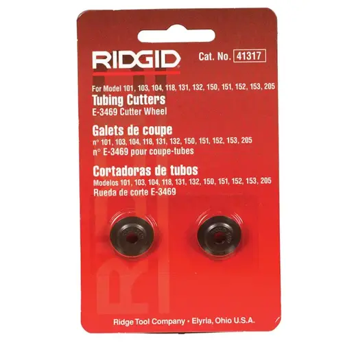 RIDGID 41317 E3469 Replacement Cutter Wheel Blister Pair Gray