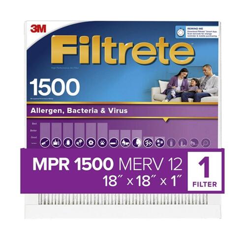 Filtrete 2017-4 Ultra Allergen Filter 18" W X 18" H X 1" D 12 MERV Pleated
