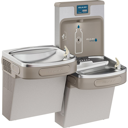 Filtered 8 GPH EZH2O ADA Light Gray Bi-Level Drinking Fountain with Bottle Filling Station Stainless Steel