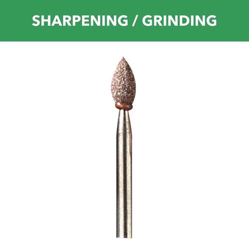 Grinding Stone, 3/16 in Dia, 1/8 in Arbor/Shank, Aluminum Oxide Abrasive Green