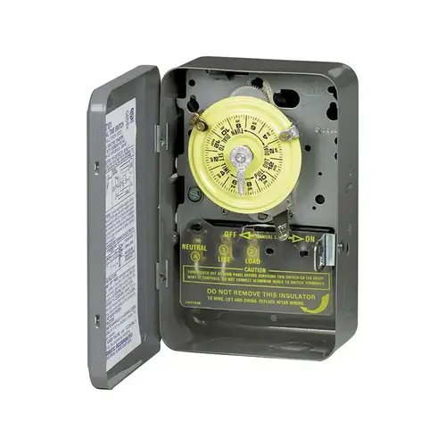 Intermatic T103D89 Mechanical Timer Switch, 40 A, 120 V, 3 W, 24 hr Time Setting, 12 On/Off Cycles Per Day Cycle Gray