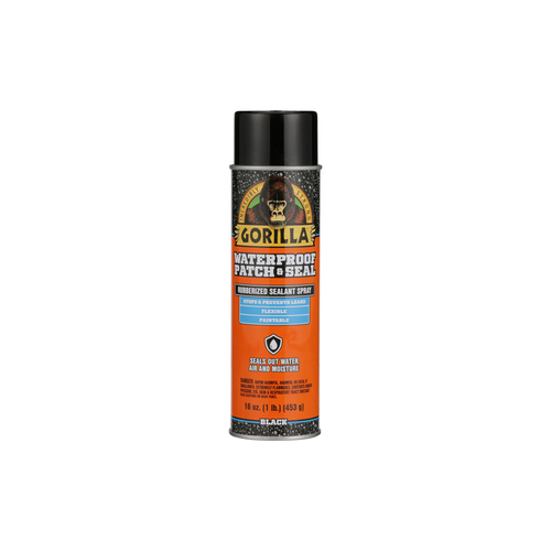 Gorilla 104052 Patch and Seal Coating, Water-Proof, Black, 16 oz, Aerosol Can