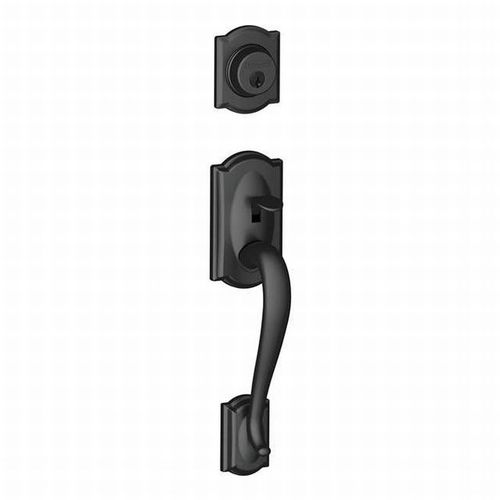 Schlage Residential F92 CAM 622 F92 Camelot Inactive Handleset Exterior, Matte Black