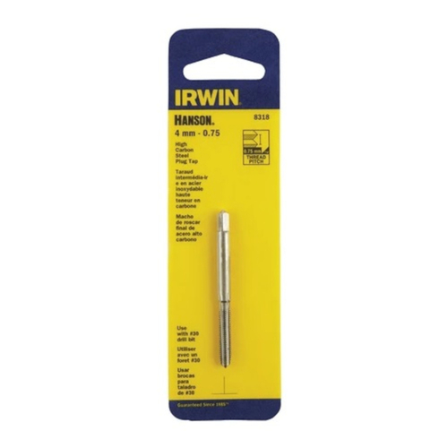 Irwin 8318 Plug Tap Hanson High Carbon Steel Metric 4 - 0.75 mm