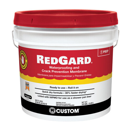 CUSTOM BUILDING PRODUCTS, INC. LQWAF3 REDGARD Waterproofing and Crack Prevention, Liquid, Red, 3.5 gal, Pail