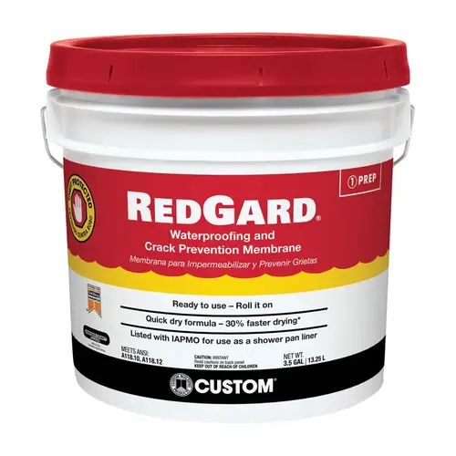 REDGARD Waterproofing and Crack Prevention, Liquid, Red, 3.5 gal, Pail
