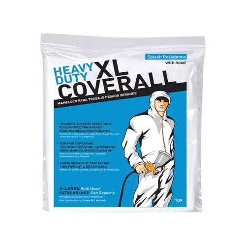 TRIMACO 09961/12HD BODYBARRIER Professional Protective Coveralls, XL, Unisex, Zipper Closure, Polyolefin White