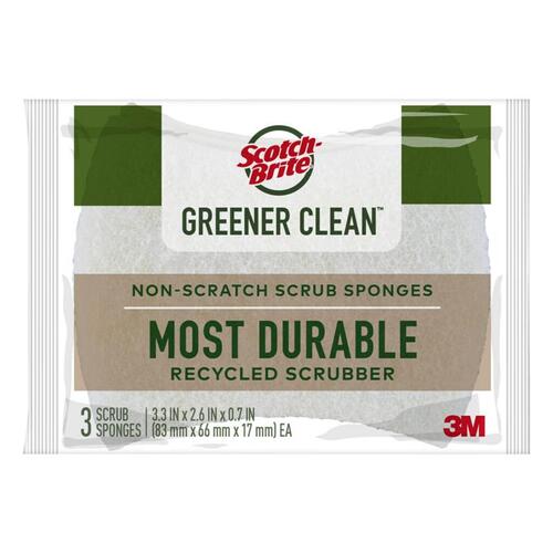 Scrubber Sponge Greener Clean Non-Scratch For Multi-Purpose 4.5" L Brown Tan