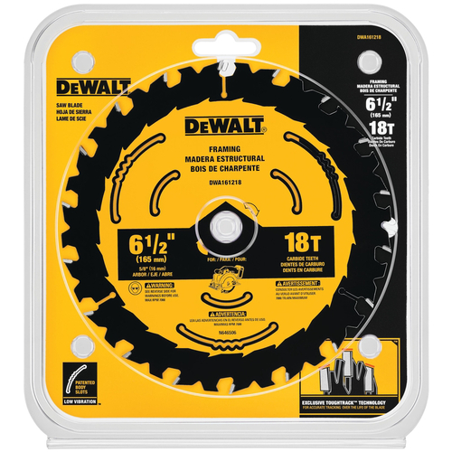 Circular Saw Blade, 6-1/2 in Dia, 5/8 in Arbor, 18-Teeth