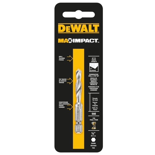 DEWALT DWADT1420 1/4-20 UNC Drill Tap - 2 Flute - High-Speed Steel