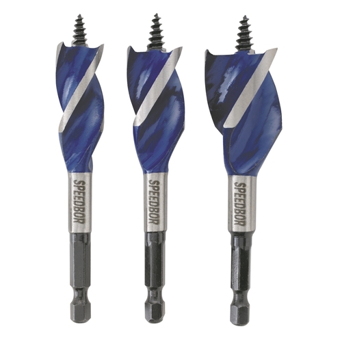 Wood Boring Bit Set Speedbor Steel Quick-Change Hex Shank